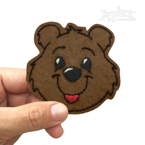 Happy Bear Face Feltie ITH Embroidery Design