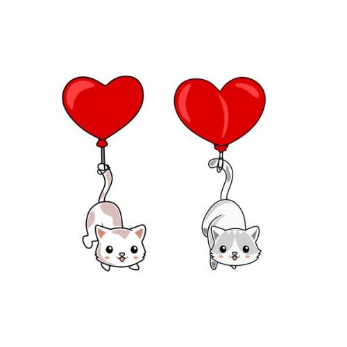Valentine Heart Cat Cuttable Design