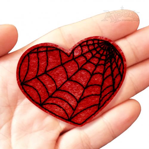 Spider Web Heart Feltie ITH Embroidery Design