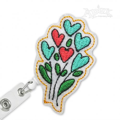 Bunch Of Heart Flowers Feltie ITH Embroidery Design