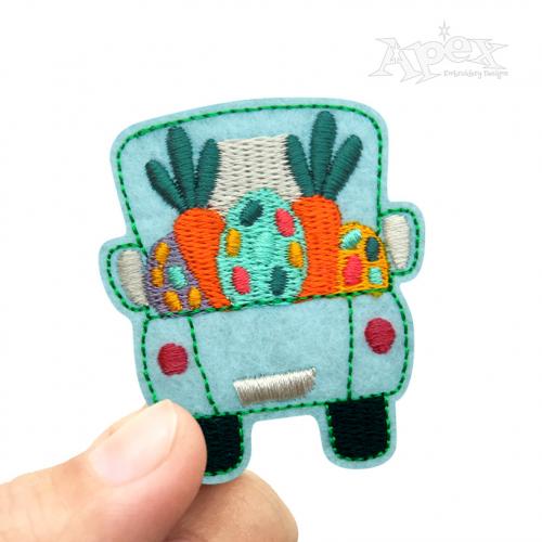 Easter Eggs and Carrots Truck Feltie ITH Embroidery Design