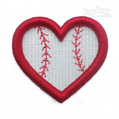 Baseball Heart 3D Puff Embroidery Design