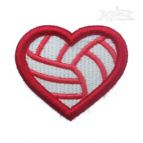 Volleyball Heart 3D Puff Embroidery Design