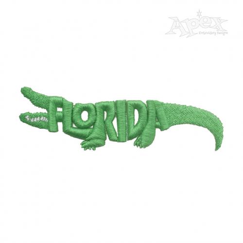 Florida Alligator 3D Puff Embroidery Design