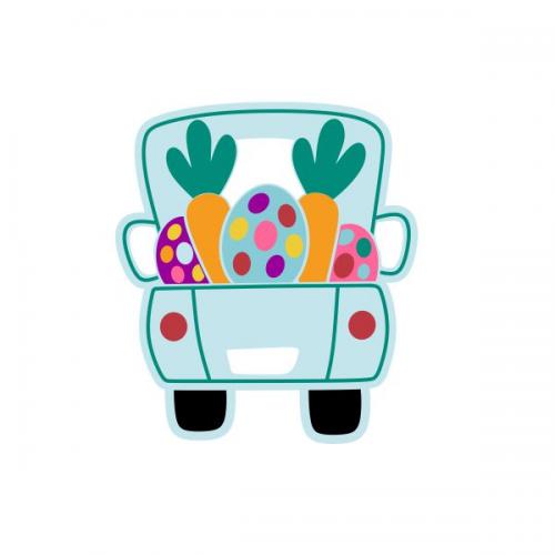 Easter Eggs and Carrots Truck Cuttable Design