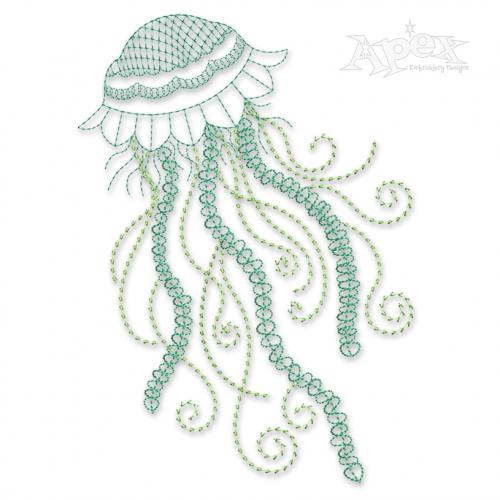 Jellyfish Sketch Embroidery Design