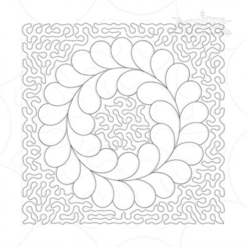 Wavy Abstract Wreath Quilt Block Embroidery Design