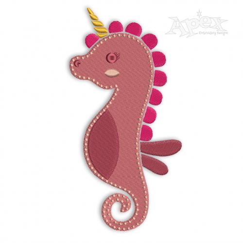 Seahorse Unicorn Applique Embroidery Design