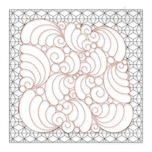 Abstract Waves Quilt Block Embroidery Design