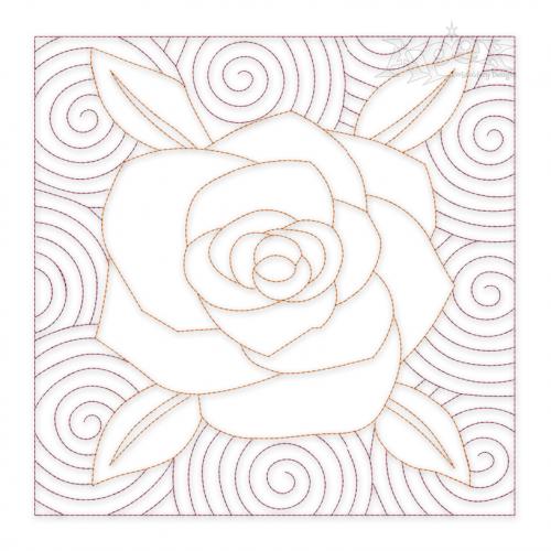 Rose Flower Quilt Block Embroidery Design