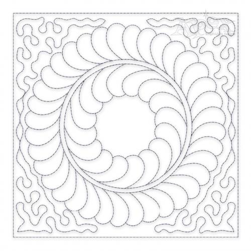 Abstract Flower Wreath Quilt Block Embroidery Design