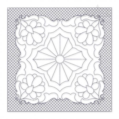 Classic Floral #3 Quilt Block Embroidery Design