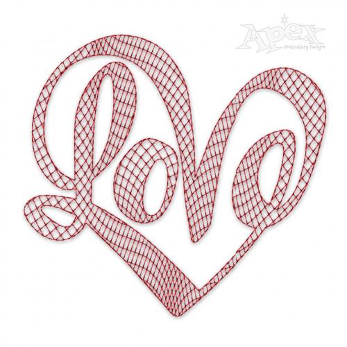 Love Heart Sketch Embroidery Design