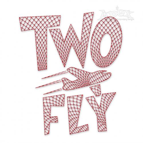 Two FIy Sketch Embroidery Design