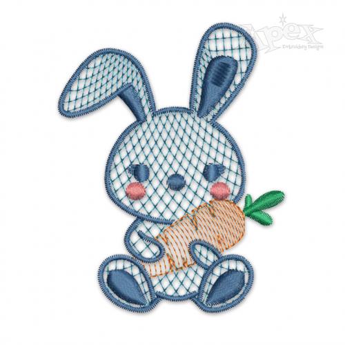 Easter Bunny with Carrot Sketch Embroidery Design