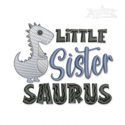 Little Sister Saurus Sketch Embroidery Design