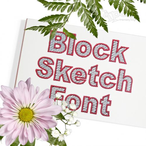 Block Sketch Embroidery Font