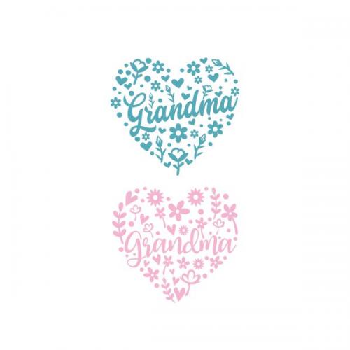 Grandma Floral Heart Cuttable Design