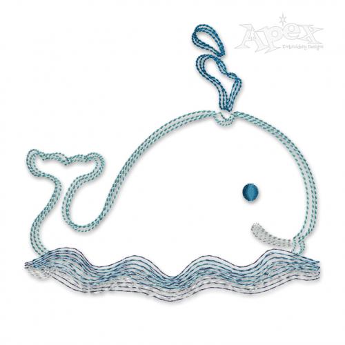 Baby Whale Sketch Embroidery Design