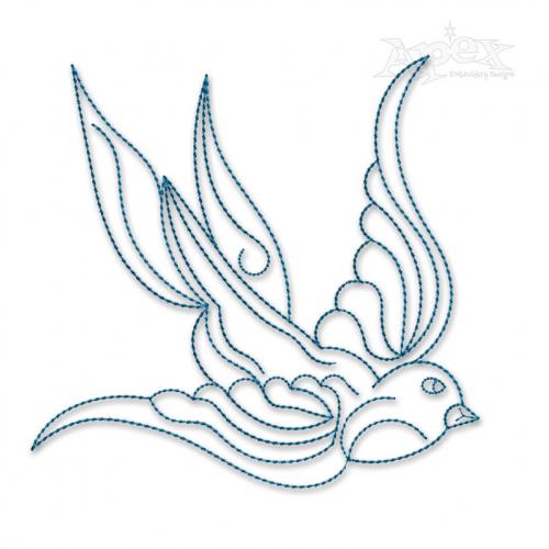 Flying Bird Sketch Embroidery Design