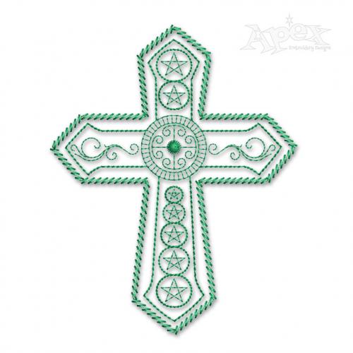 Patterned Cross Sketch Embroidery Design