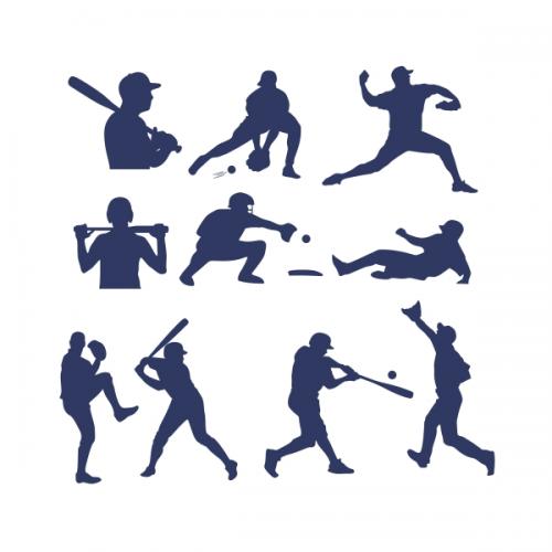 Baseball Players Silhouette Pack Cuttable Design