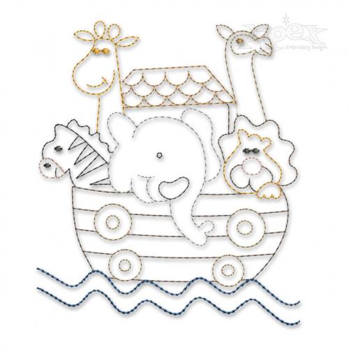 Noah Ark Sketch Embroidery Design