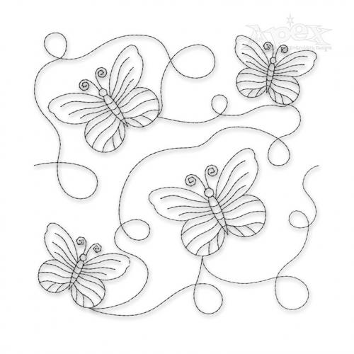 Butterfly Edge-To-Edge Quilt Block Embroidery Design