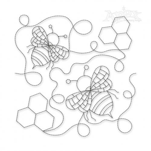Bee Hive Edge-To-Edge Quilt Block Embroidery Design