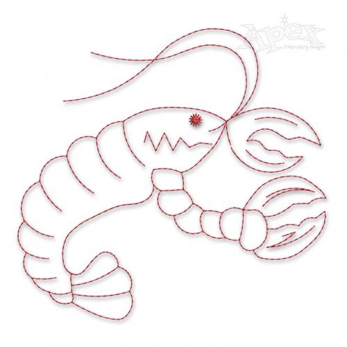 Crawfish Sketch Embroidery Design