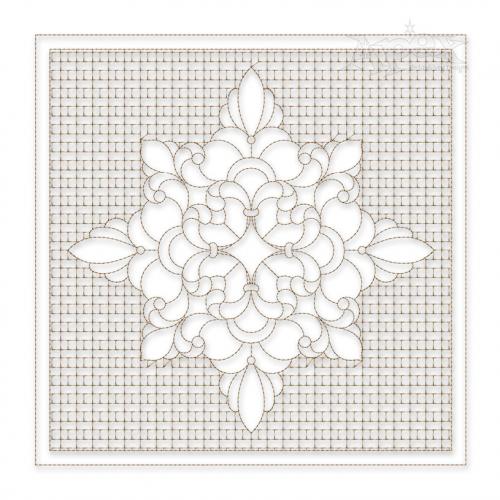Quadruple Floral Pattern Quilt Block Embroidery Design