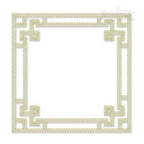 Chinoiserie Square Frame Sketch Embroidery Design