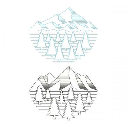 Mountain and Trees Line Cuttable Design