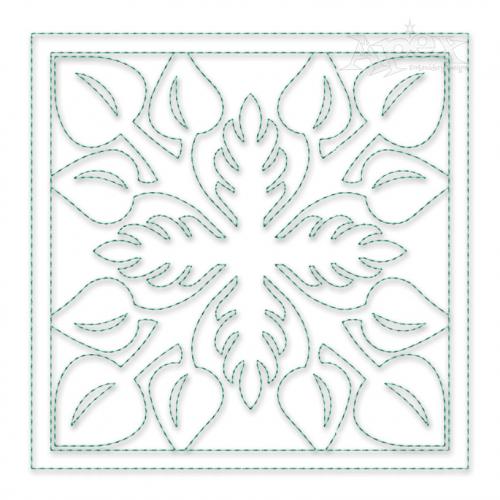 Tropical Leaves Quilt Block Embroidery Design
