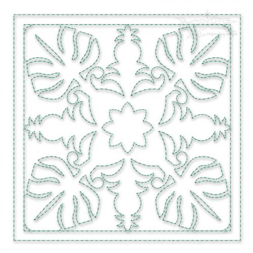 Monstera Pineapple Quilt Block Embroidery Design