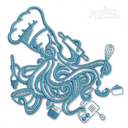 Octopus Chef Embroidery Design