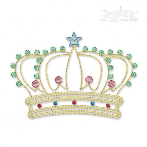 Royal Crown Sketch Embroidery Design