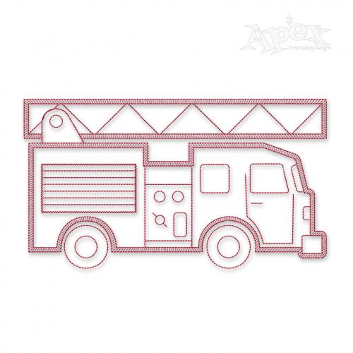 Fire Engine Sketch Embroidery Design