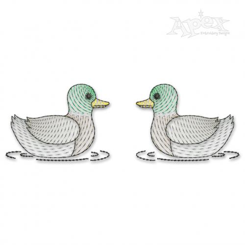 Mallard Wild Duck Sketch Embroidery Design