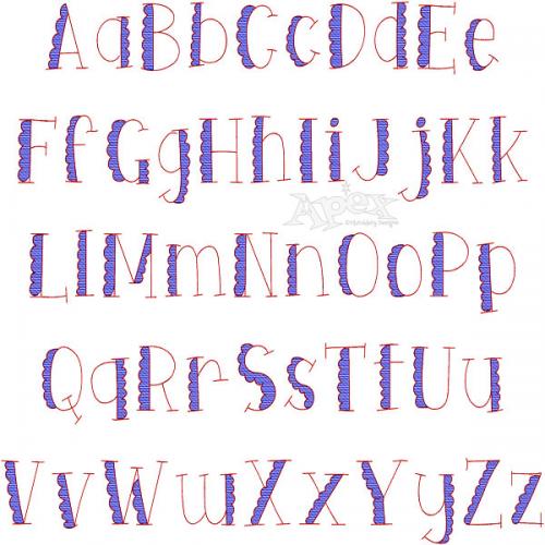 Quinn Scallop Sketch Embroidery Font