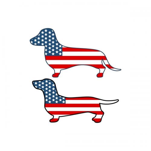 USA Flag Patriotic Dachshund Dog July 4th SVG Cuttable Design