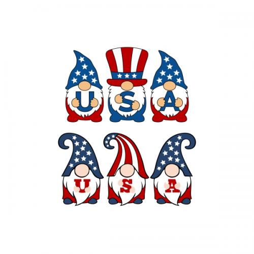 USA Patriotic Gnomes SVG Cuttable Design