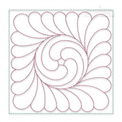 Swirly Circle Pattern Quilt Block Embroidery Design