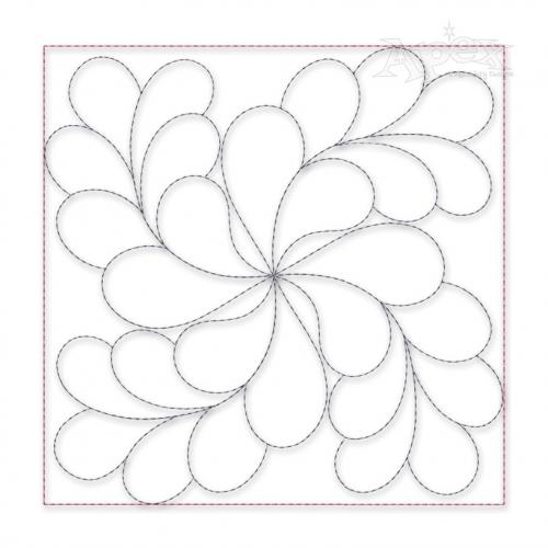 Swirly Petals Pattern Quilt Block Embroidery Design