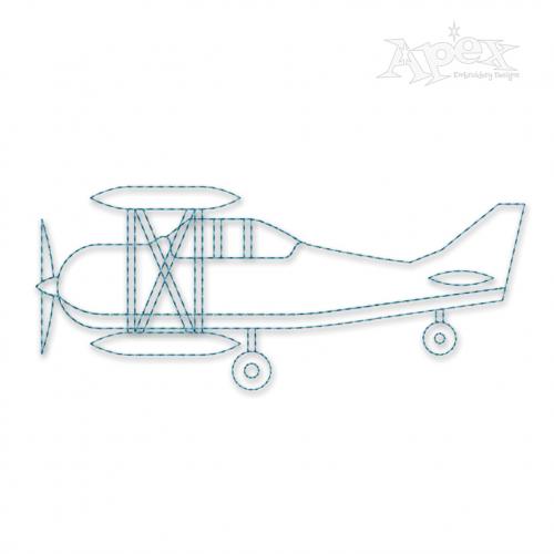 Biplane Airplane Sketch Embroidery Design