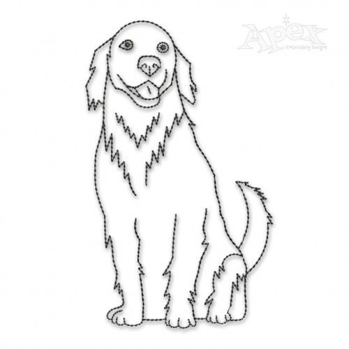 Golden Retriever Dog Sketch Embroidery Design