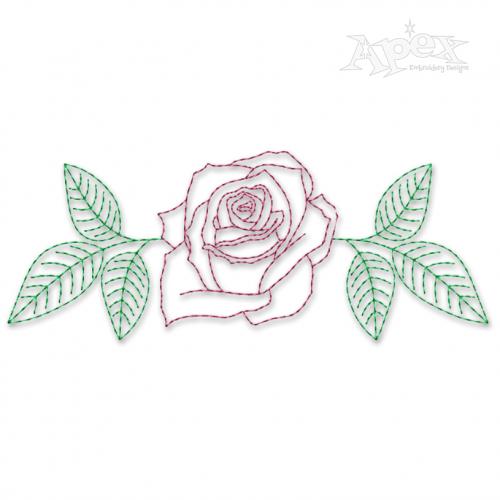 Rose Flower Sketch Embroidery Design