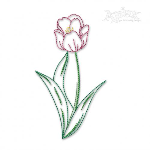 Blooming Tulip Sketch Embroidery Design