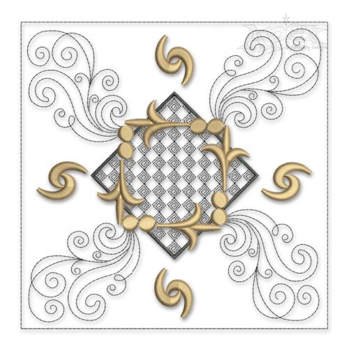 Abstract Wavy Pattern Quilt Block Embroidery Design