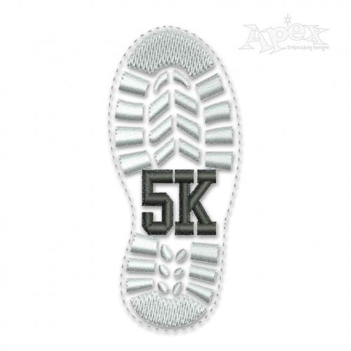 Marathon Running Shoe Print 5K Embroidery Design